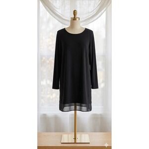 Eileen Fisher Silk Boxy Shift Little Black Dress Luxury Classy Timeless Size M